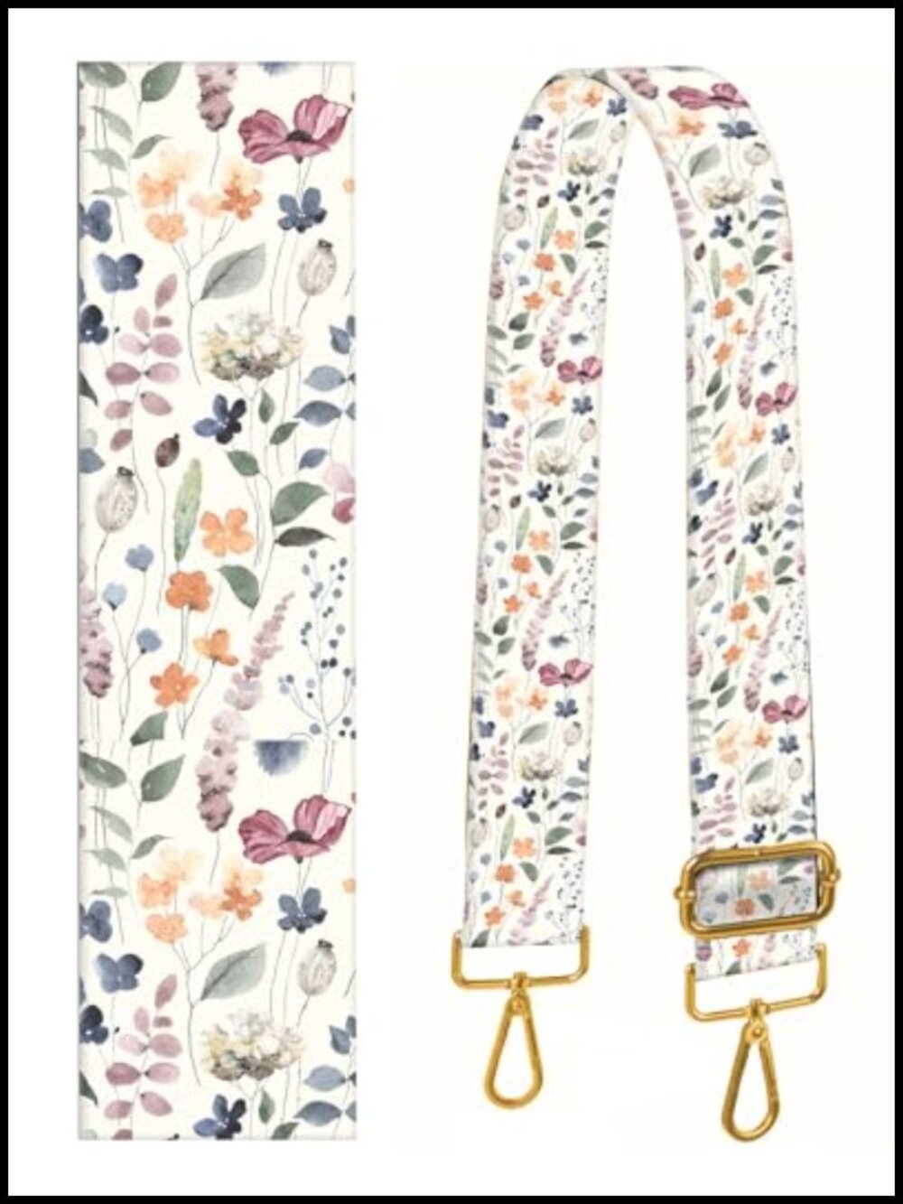 Wide Purse Strap Adjustable Crossbody Replacement Shoulder Bag Gold Buckle